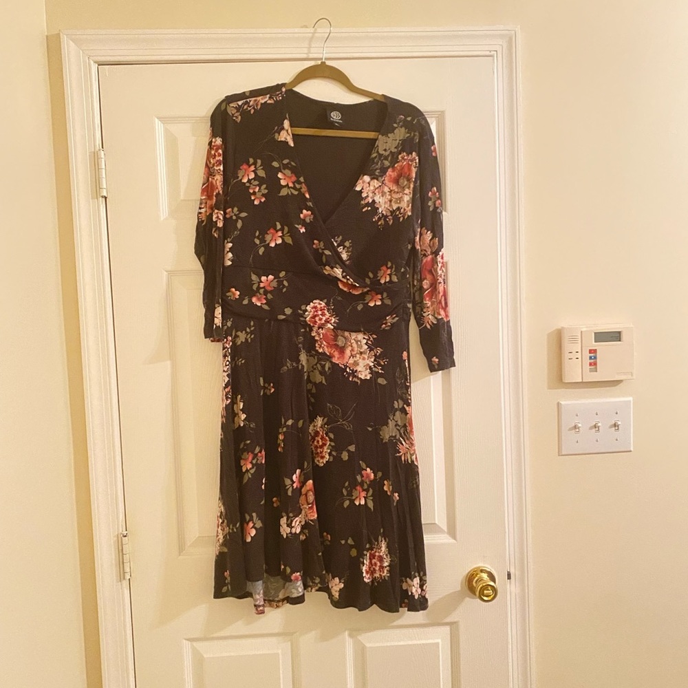 3/4 sleeve Faux wrap dress
